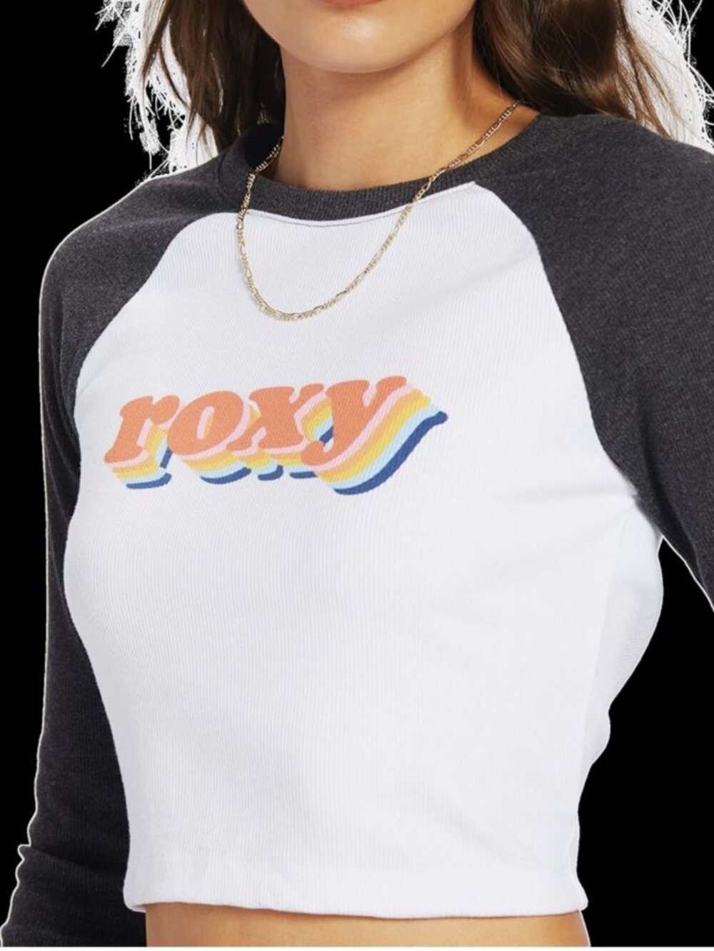 Roxy - Garrett Wave Color Blocked Raglan Cropped Tee